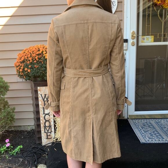 Vintage Corduroy Tan Belted Trench Coat W/ Buttons & Pockets Sz M 🤎 - Picture 9 of 12